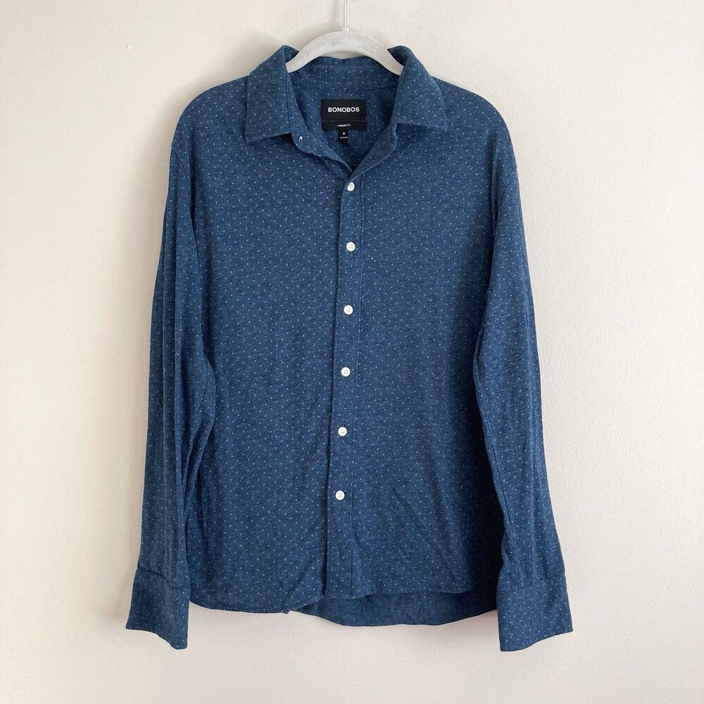 Bonobos Shirt Mens Medium Standard Fit Blue Button Up Work Casual Everyday